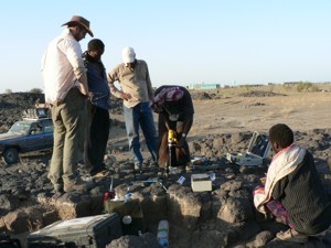 Installing campaign GPS marker at Teru