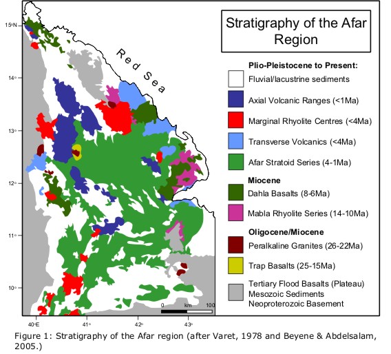 Stratigraphic map of Afar