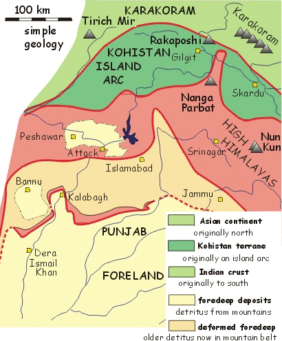 Geological map of the Himalayas