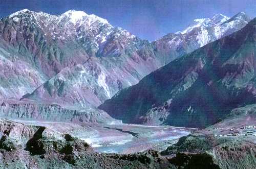 Looking east across the Indus Valley just north of its confluence with the Astor Valley at Ramghat.